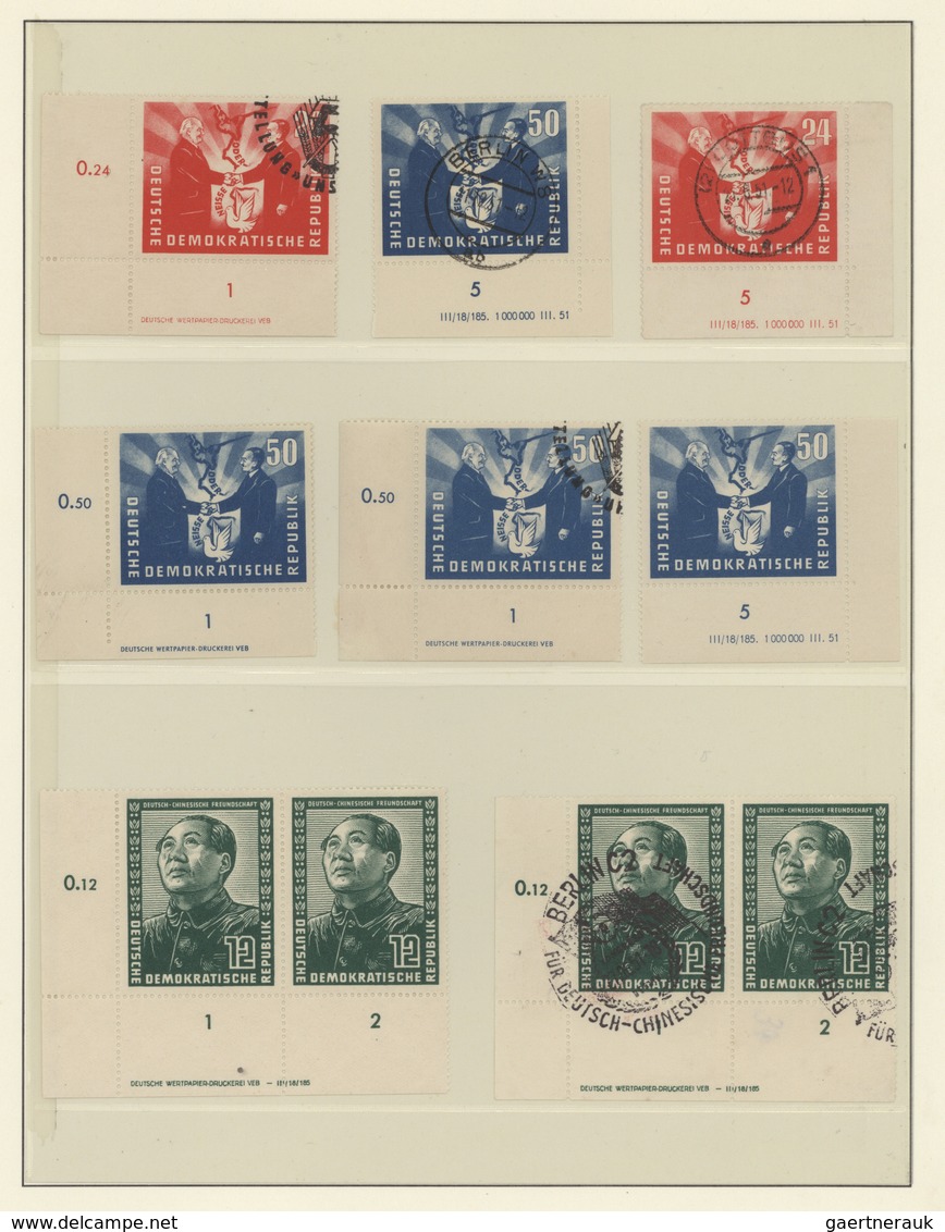 32280 DDR: 1945/1955 ca., DRUCKERZEICHEN und DRUCKVERMERKE, Sammlung ab SBZ mit zahlreichen DVs und DZs, m