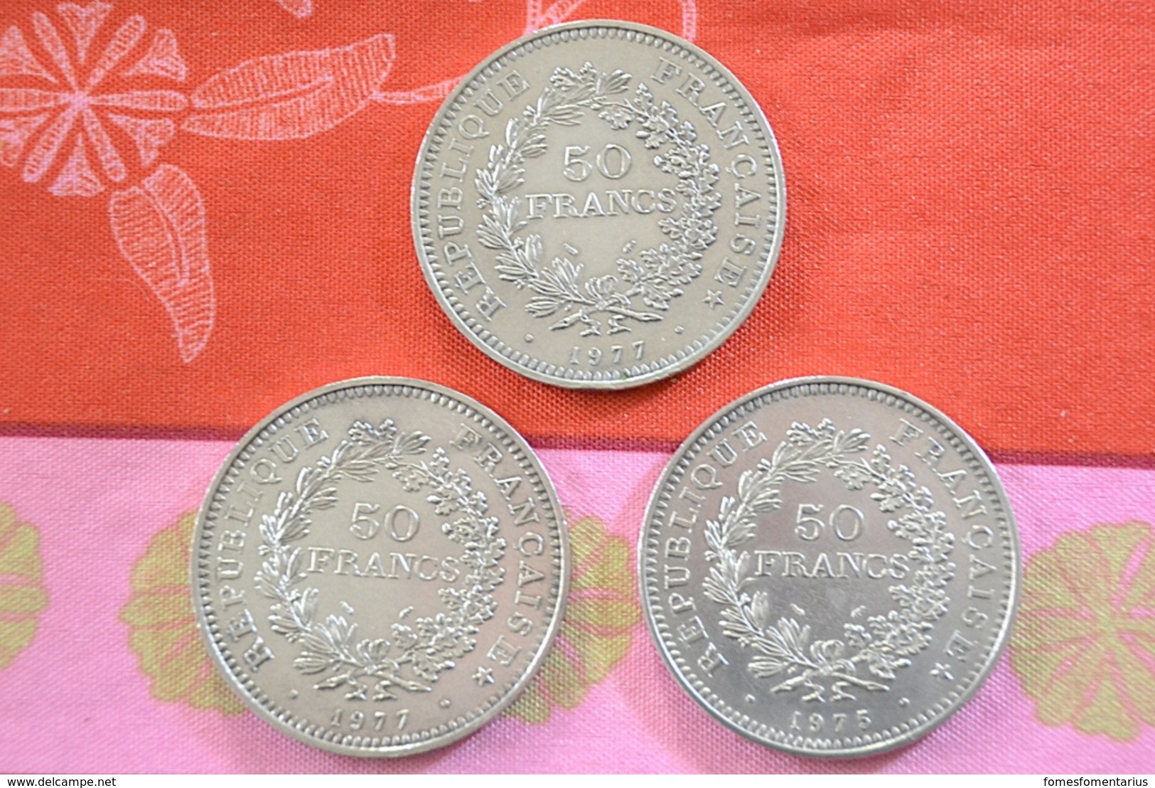 3  Pièces De 50 Francs Argent (2 De1977; 1 De 1975) Très Bon état - Autres & Non Classés