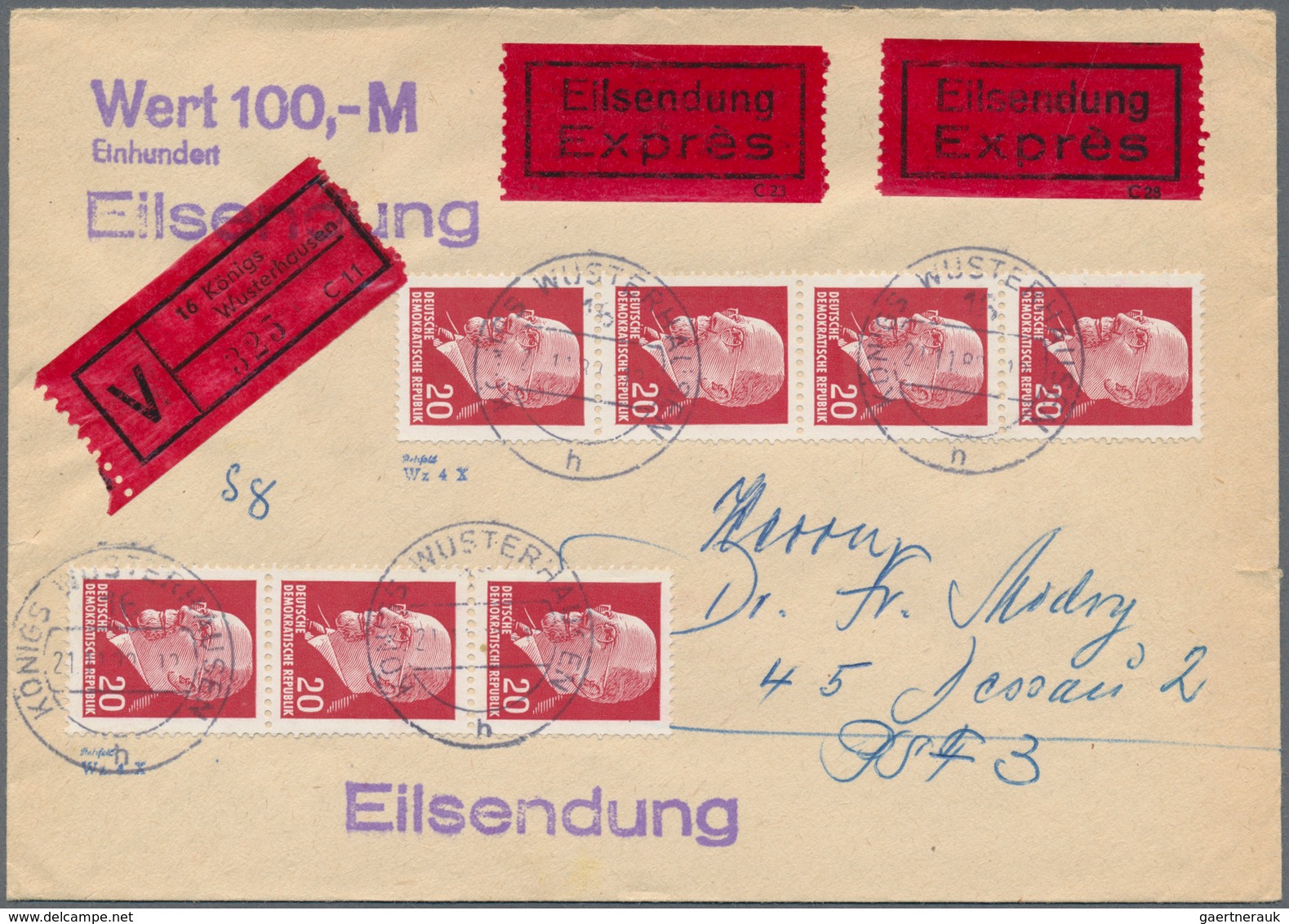 32330 DDR: 1950 - 1990, Sammlung Von 92 Briefen Und Karten Mit Einzel- Und Mehrfachfrankaturen, Portoricht - Sonstige & Ohne Zuordnung