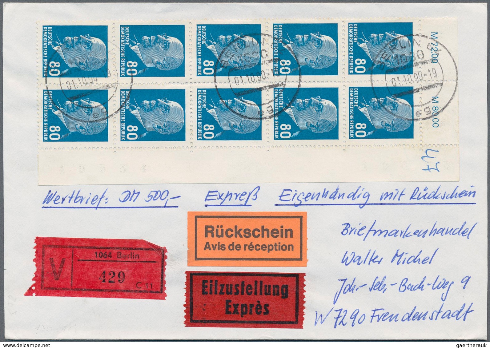 32355 DDR: 1957/1990, Freimarken Einzel- und Mehrfachfrankaturen: gehaltvolle Spezialsammlung mit über 500