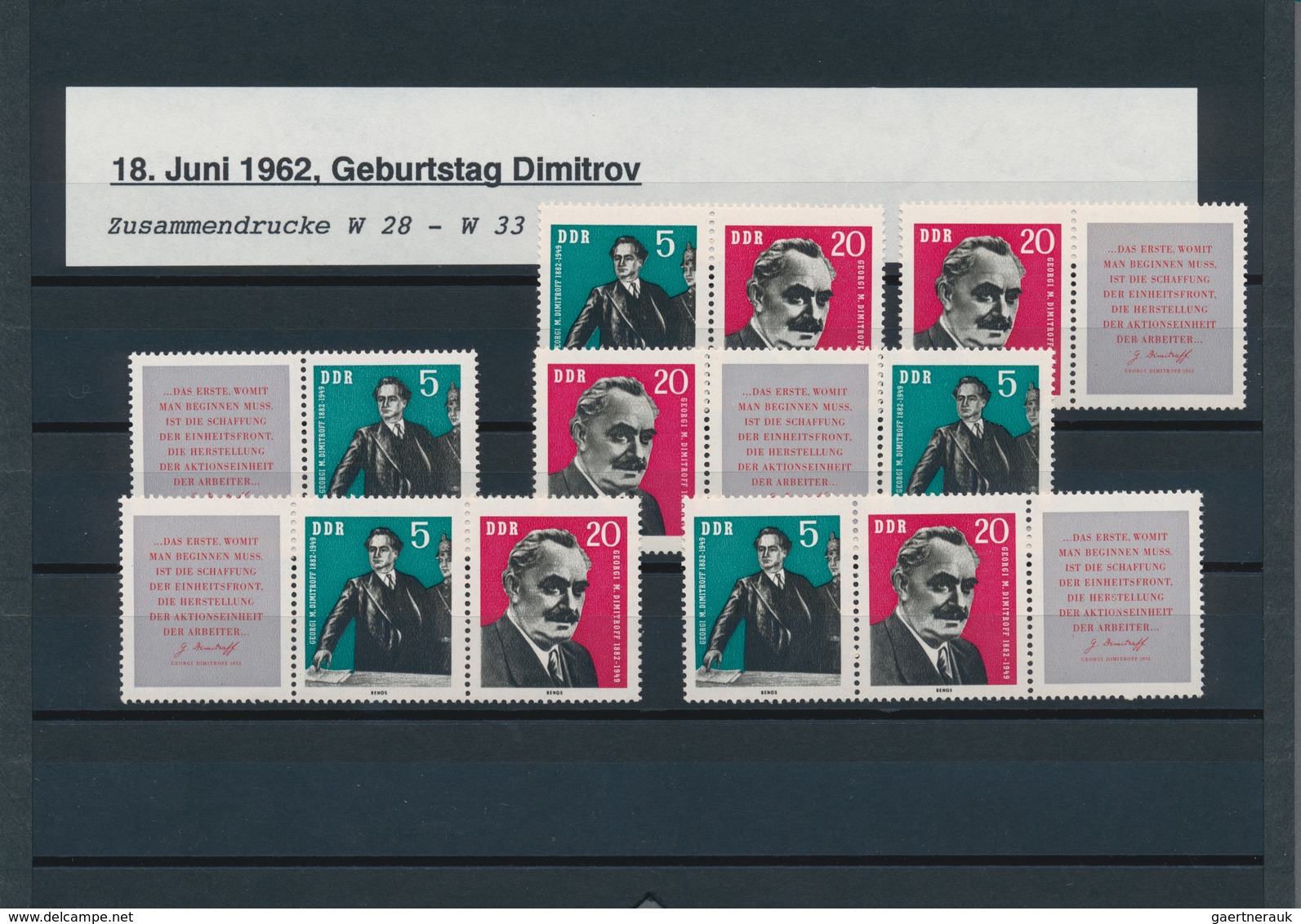 32375 DDR - Zusammendrucke: 1951/79, Lagerbestand Zusammendrucke Postfrisch Und Gestempelt Auf C5-Steckkar - Se-Tenant