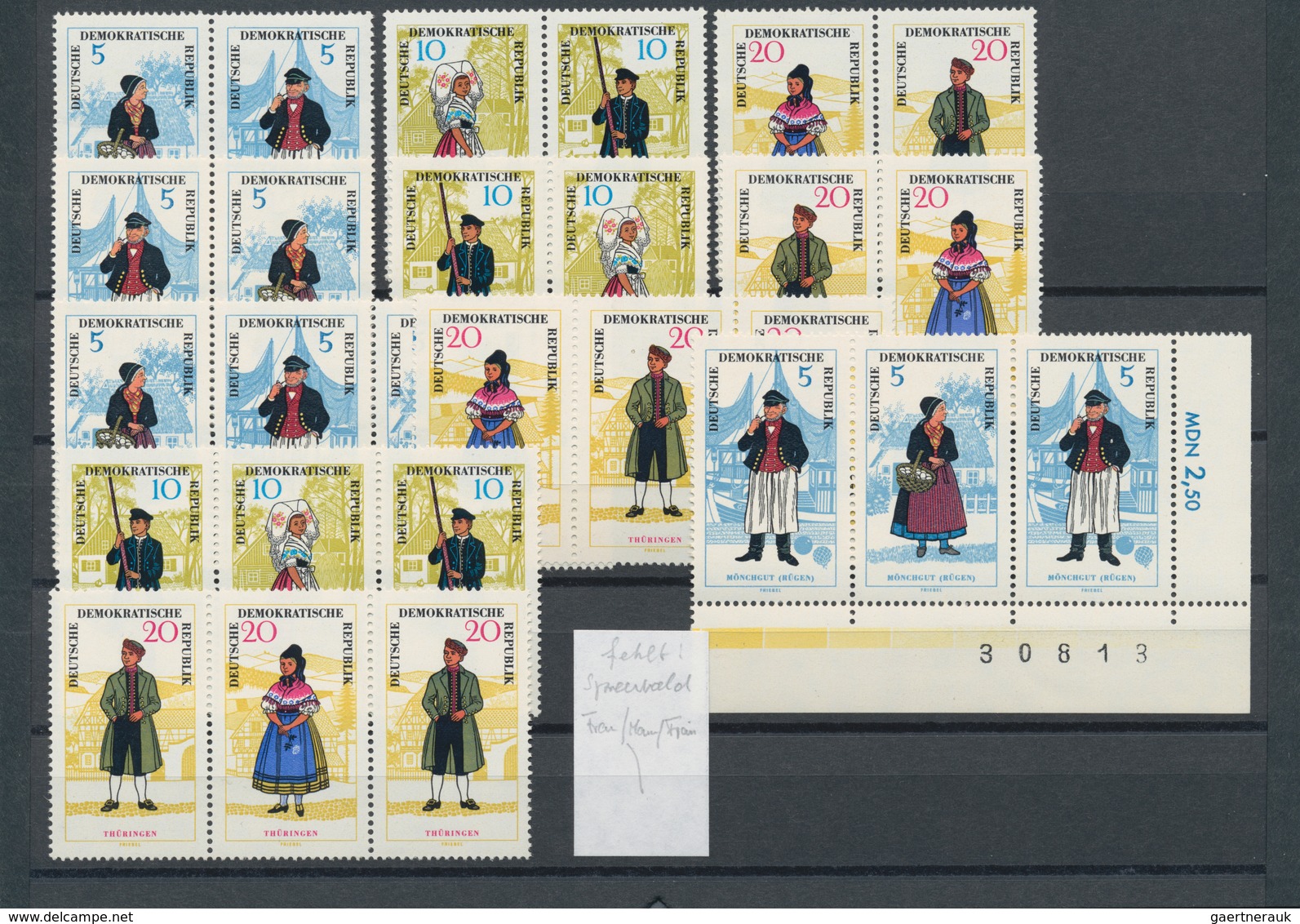 32375 DDR - Zusammendrucke: 1951/79, Lagerbestand Zusammendrucke Postfrisch Und Gestempelt Auf C5-Steckkar - Se-Tenant