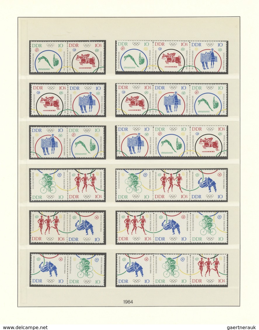 32376 DDR - Zusammendrucke: 1955/1990, postfrische Qualitäts-Sammlung in drei Lindner-Falzlos-T-Vordruckal