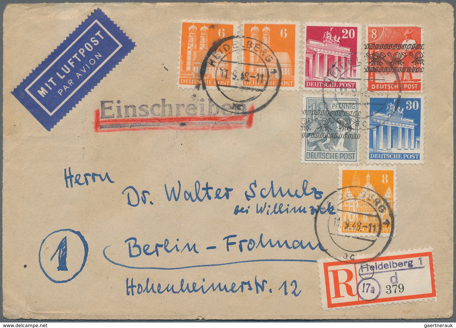32413 Bundesrepublik und Berlin: 1948/1964, vielseitige Partie von ca. 90 Briefen, Karten und Ganzsachen,