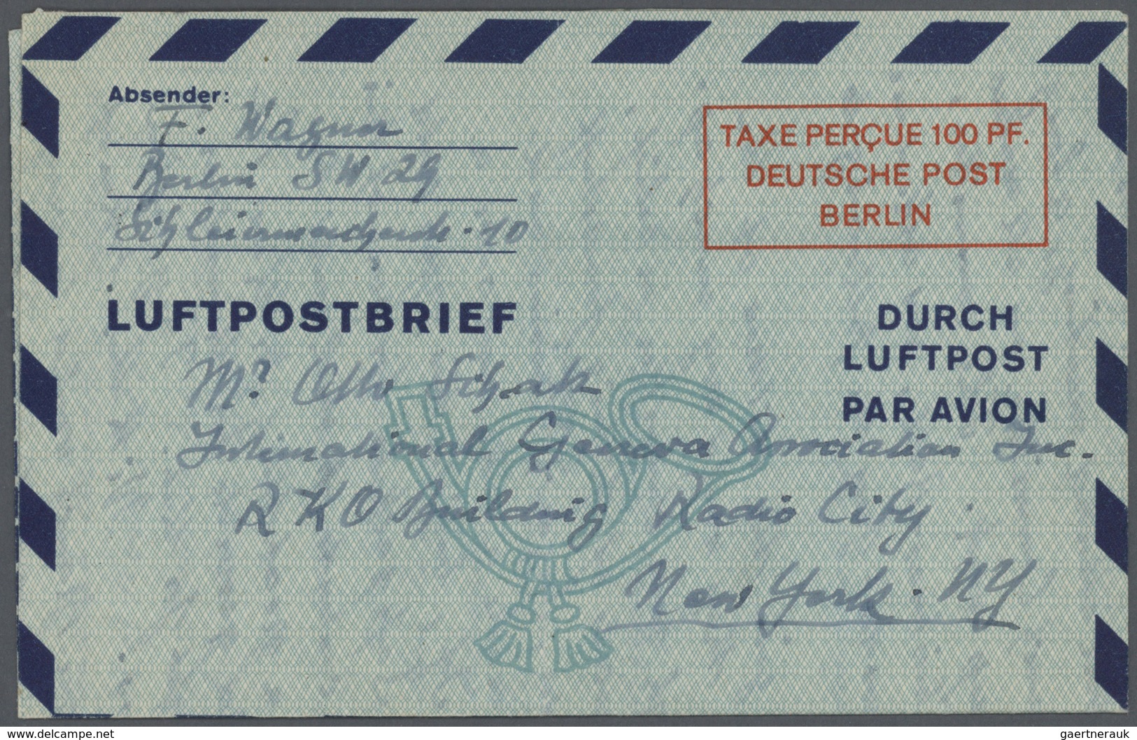 32418 Bundesrepublik Und Berlin: Ab 1948. Spezialsammlung LUFTPOST-FALTBRIEFE Berlin/Bizone/Bund. Extrem D - Sammlungen