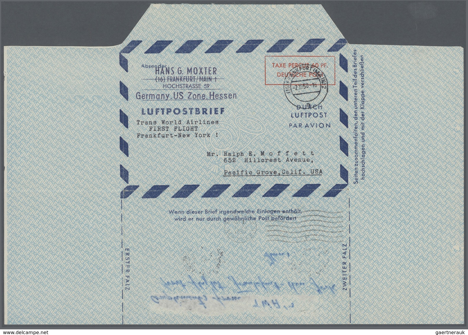 32418 Bundesrepublik Und Berlin: Ab 1948. Spezialsammlung LUFTPOST-FALTBRIEFE Berlin/Bizone/Bund. Extrem D - Verzamelingen