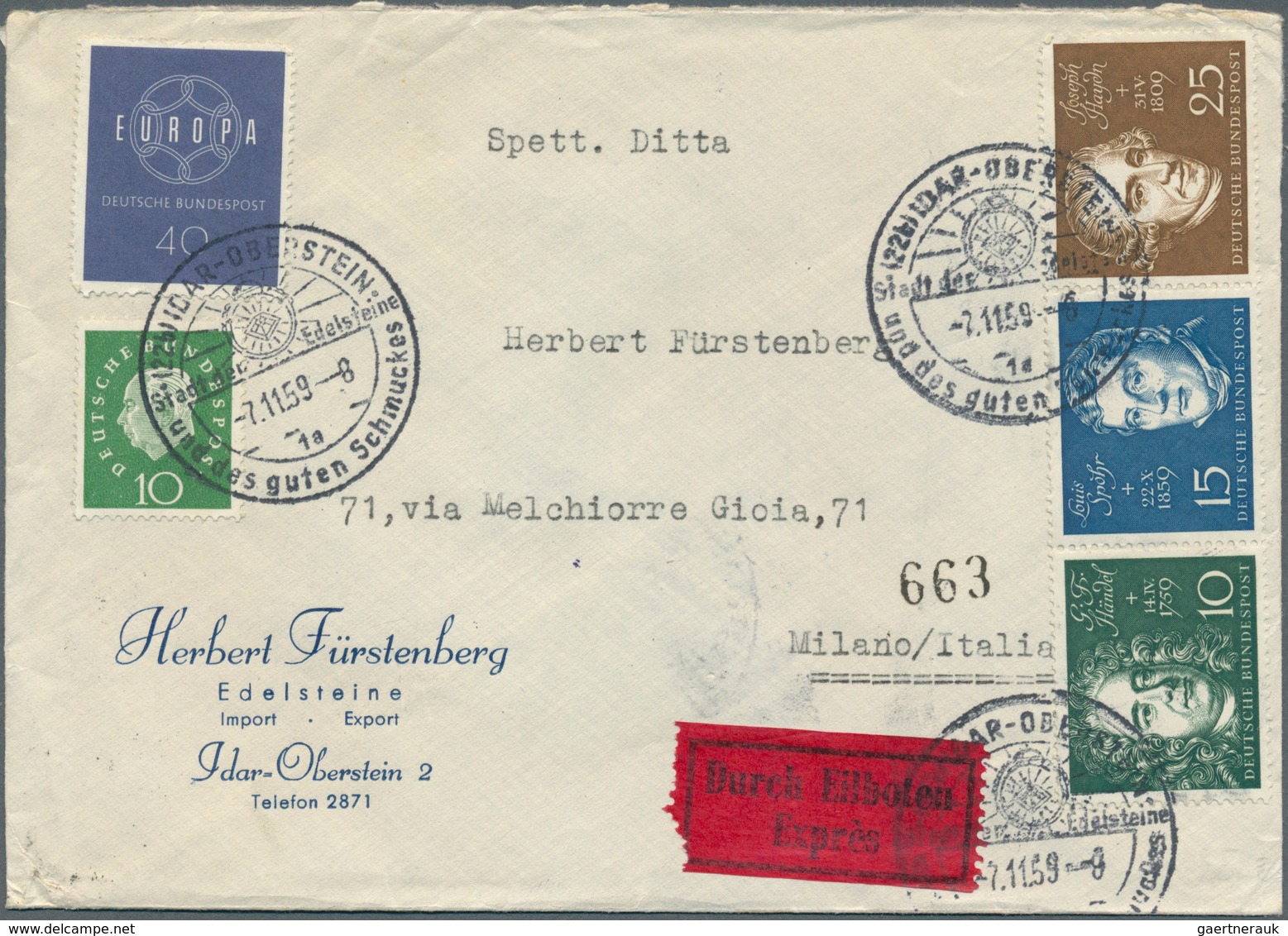 32422 Bundesrepublik Und Berlin: 1949/1968, Meist Bis 1959, Partie Von 51 Briefen Und Karten, Dabei Dekora - Verzamelingen