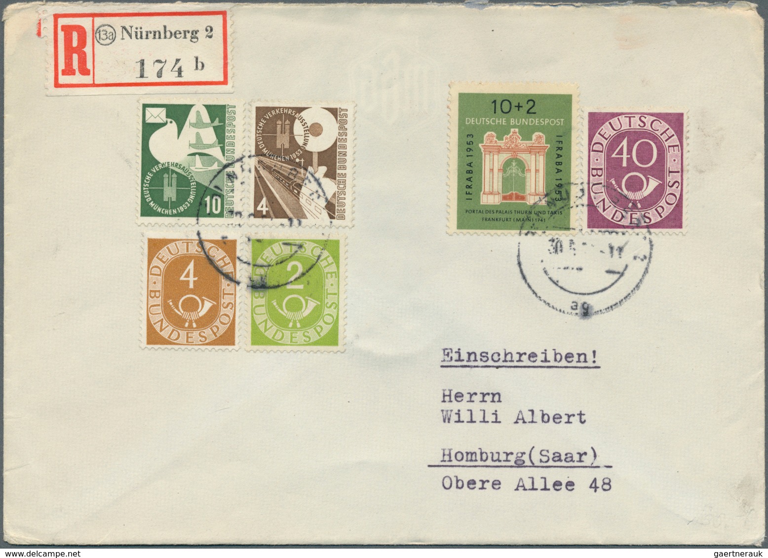 32422 Bundesrepublik und Berlin: 1949/1968, meist bis 1959, Partie von 51 Briefen und Karten, dabei dekora