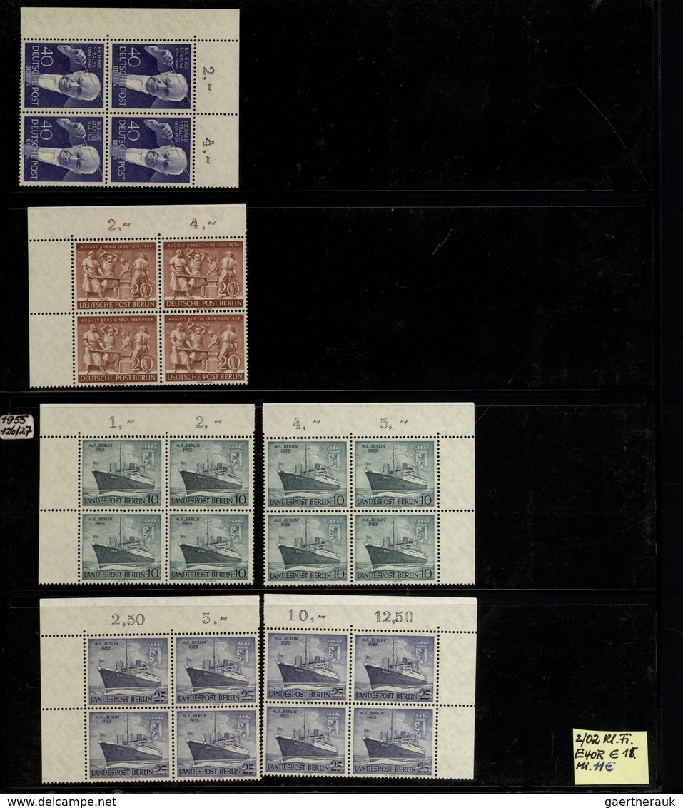 32427 Bundesrepublik und Berlin: 1949/2000, umfangreicher postfrischer Bestand Eckrand-Viererblocks Bundes