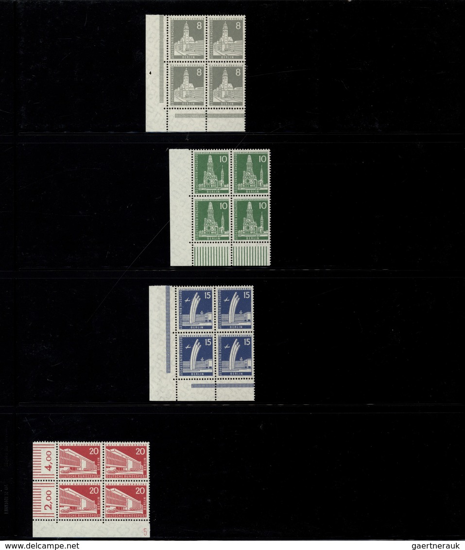 32427 Bundesrepublik und Berlin: 1949/2000, umfangreicher postfrischer Bestand Eckrand-Viererblocks Bundes