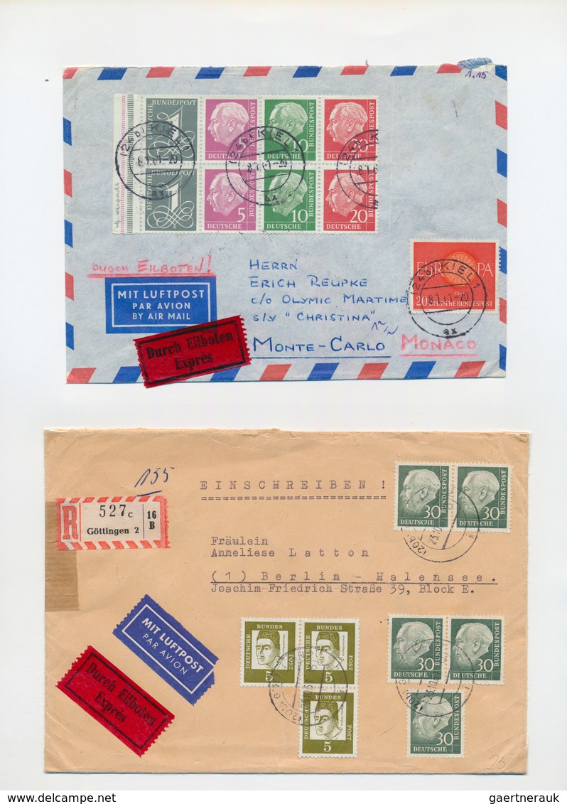 32434 Bundesrepublik und Berlin: ZUSAMMENDRUCKE: 1951/90 ca., Sammlung von Briefen nur mit Zusammendrucken