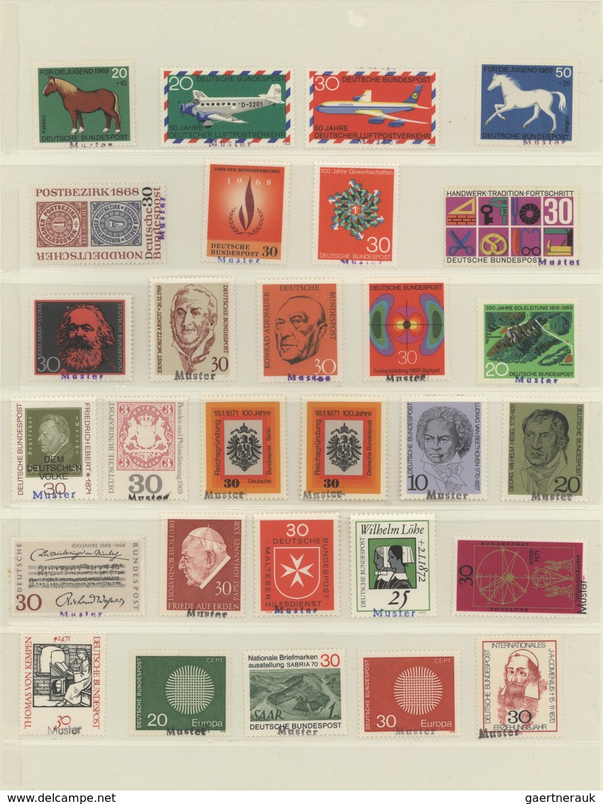 32446 Bundesrepublik Und Berlin: 1968/92 Ca., MUSTER-Marken Und Andreaskreuz-Entwertungen, Sammlung Von Me - Verzamelingen