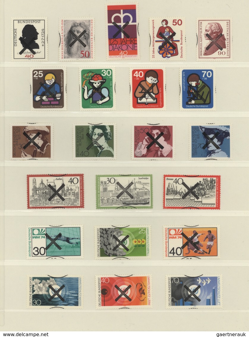 32446 Bundesrepublik Und Berlin: 1968/92 Ca., MUSTER-Marken Und Andreaskreuz-Entwertungen, Sammlung Von Me - Sammlungen