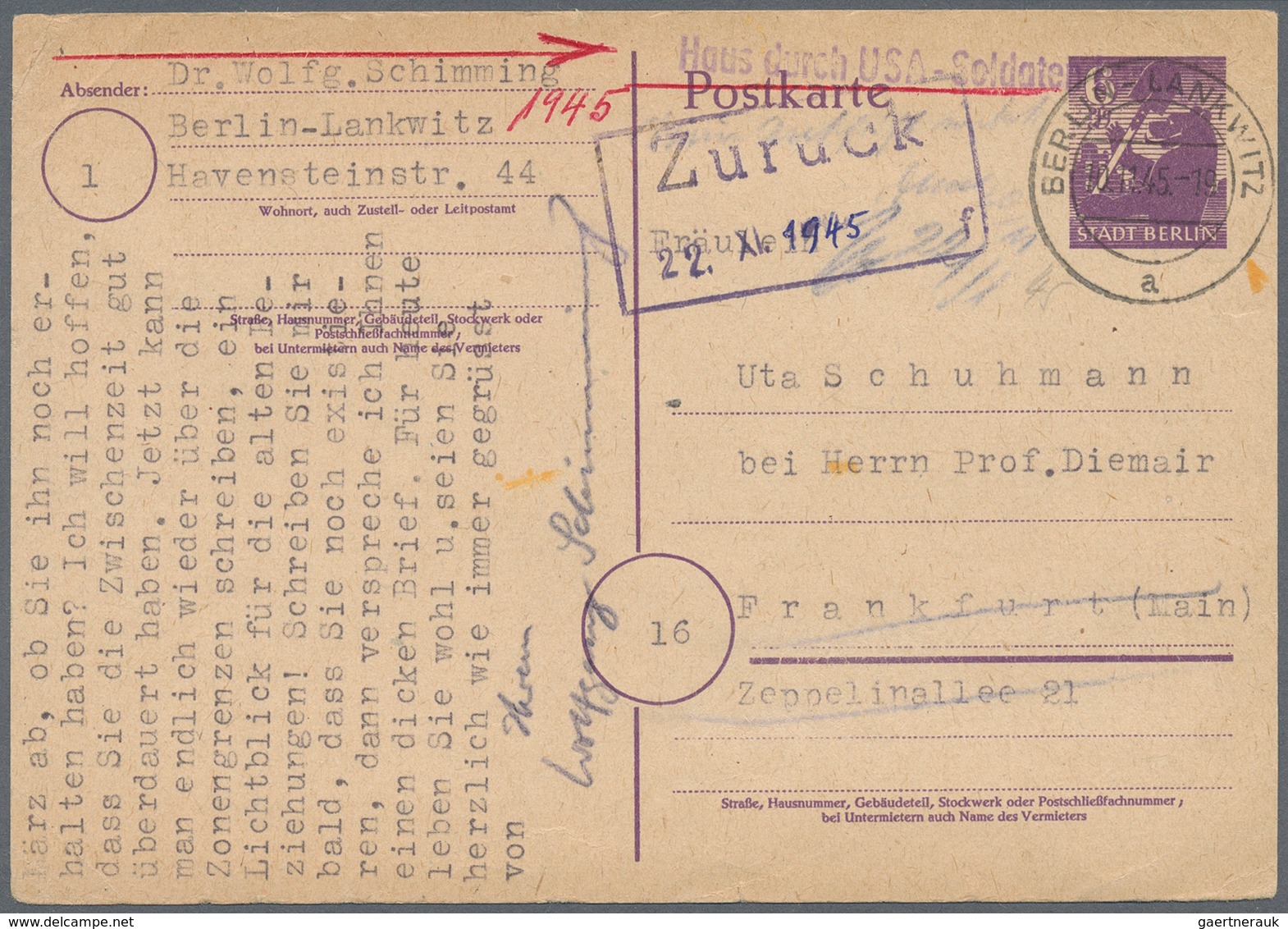 32456 Berlin - Vorläufer: 1945/53 (ca.), Schöner Posten von ca. 40 Nachkriegs-Belegen BERLIN, meist ehemal