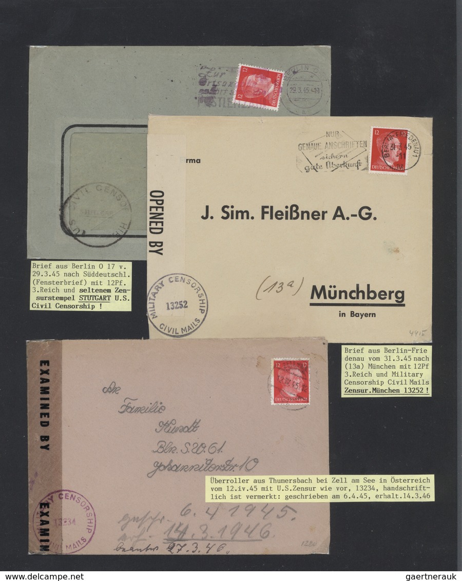 32458 Berlin: 1945, SPÄTE POST Und ÜBERROLLER: Kenntnisreich Beschriftete Sammlung Von Ca. 109 Belegen Aus - Autres & Non Classés