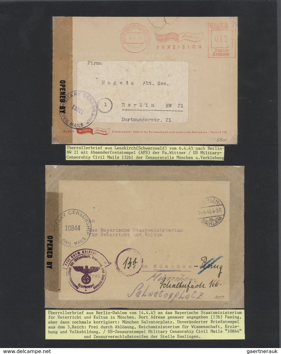 32458 Berlin: 1945, SPÄTE POST Und ÜBERROLLER: Kenntnisreich Beschriftete Sammlung Von Ca. 109 Belegen Aus - Autres & Non Classés