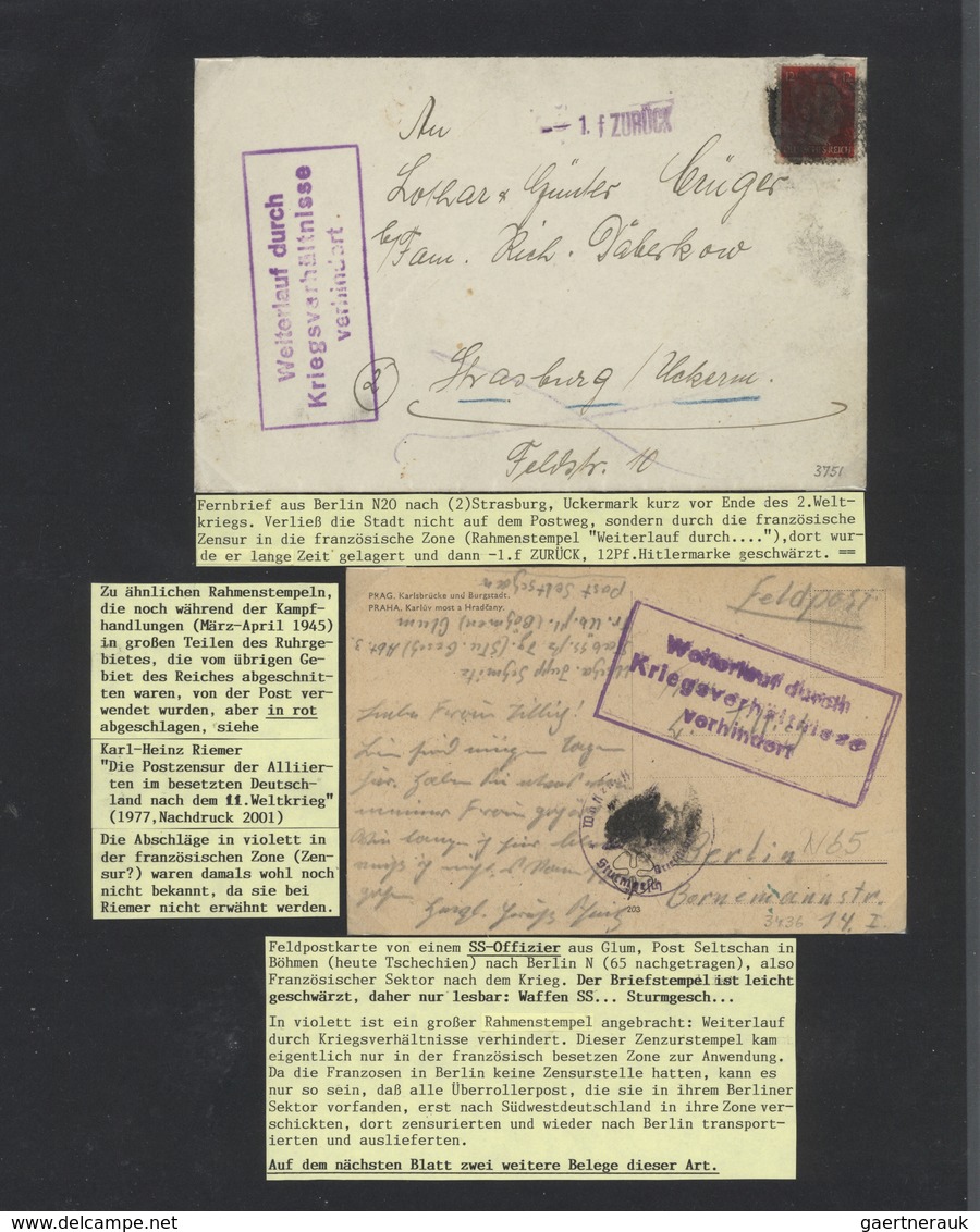 32458 Berlin: 1945, SPÄTE POST Und ÜBERROLLER: Kenntnisreich Beschriftete Sammlung Von Ca. 109 Belegen Aus - Andere & Zonder Classificatie