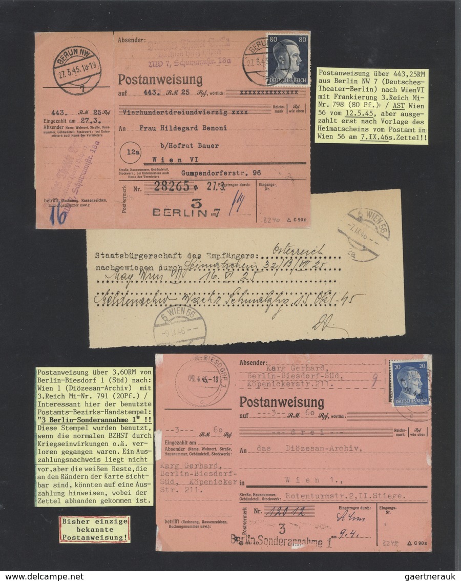 32458 Berlin: 1945, SPÄTE POST und ÜBERROLLER: kenntnisreich beschriftete Sammlung von ca. 109 Belegen aus