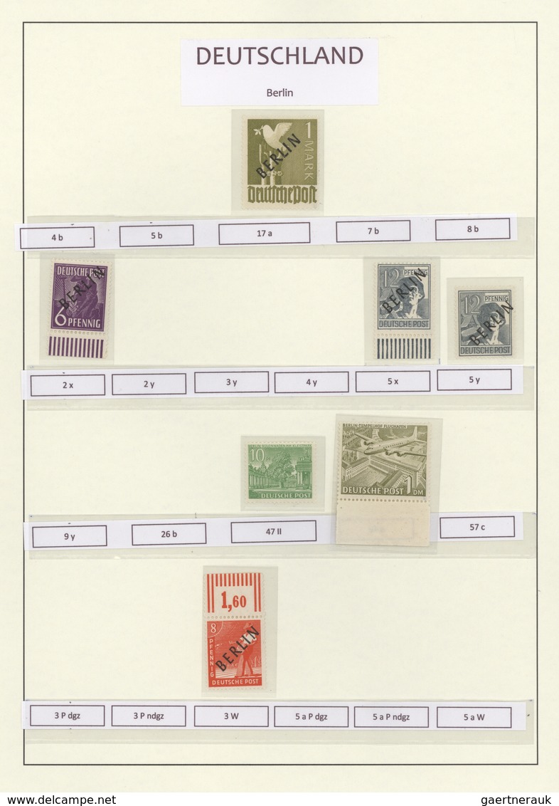 32462 Berlin: 1948/1990, Postfrische Spezial-Sammlungspartie Von Oberrändern, Papiervarianten Sowie Auch G - Autres & Non Classés