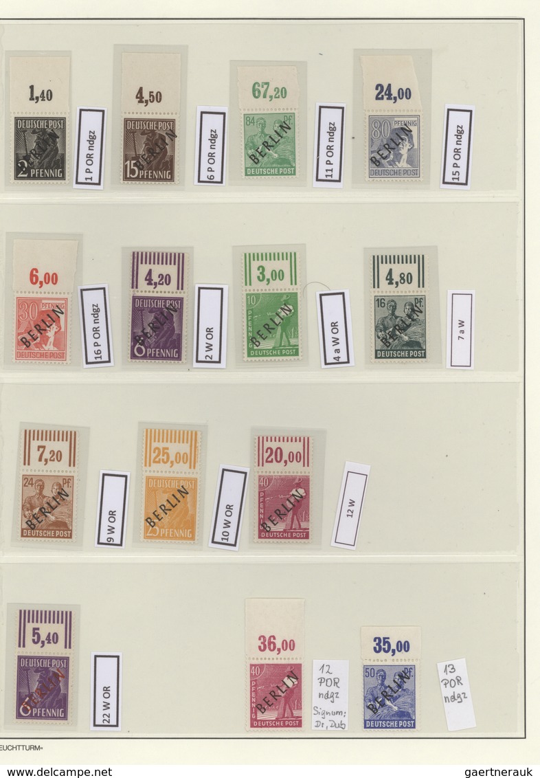 32462 Berlin: 1948/1990, Postfrische Spezial-Sammlungspartie Von Oberrändern, Papiervarianten Sowie Auch G - Andere & Zonder Classificatie