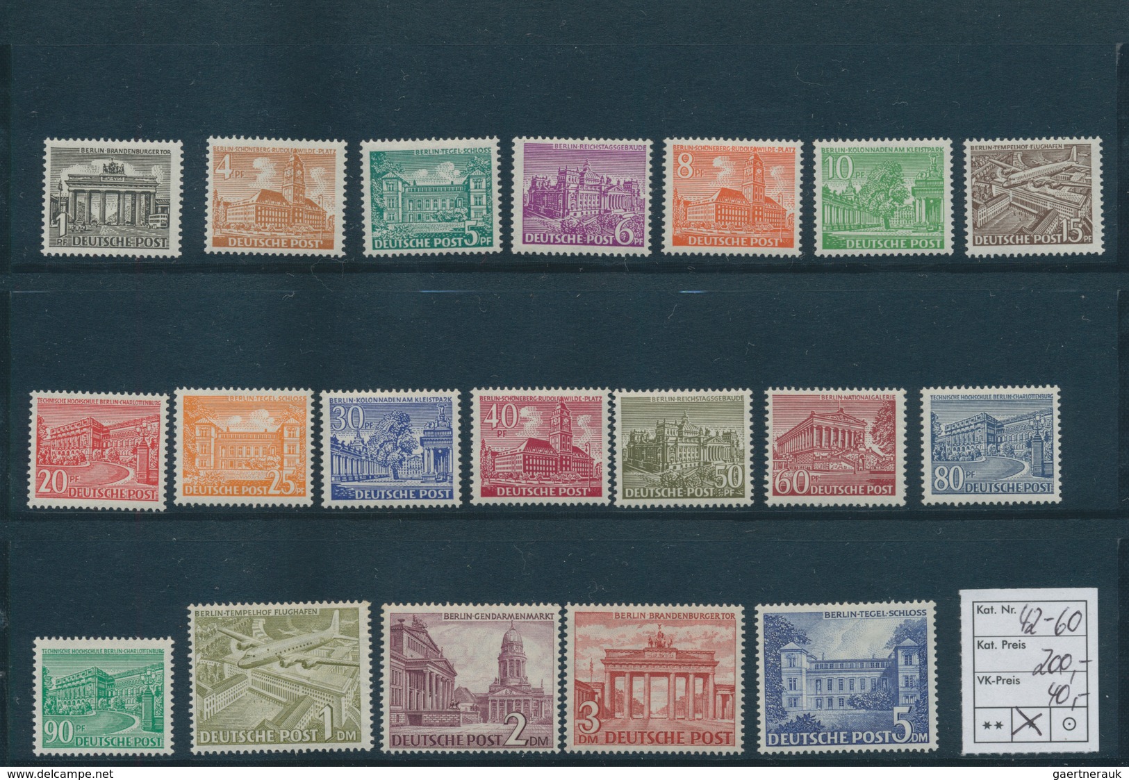 32484 Berlin: 1948/1950, Partie von besseren Ausgaben auf Steckkarten, dabei MiNr. 1/20 (2), 35/41, 42/60