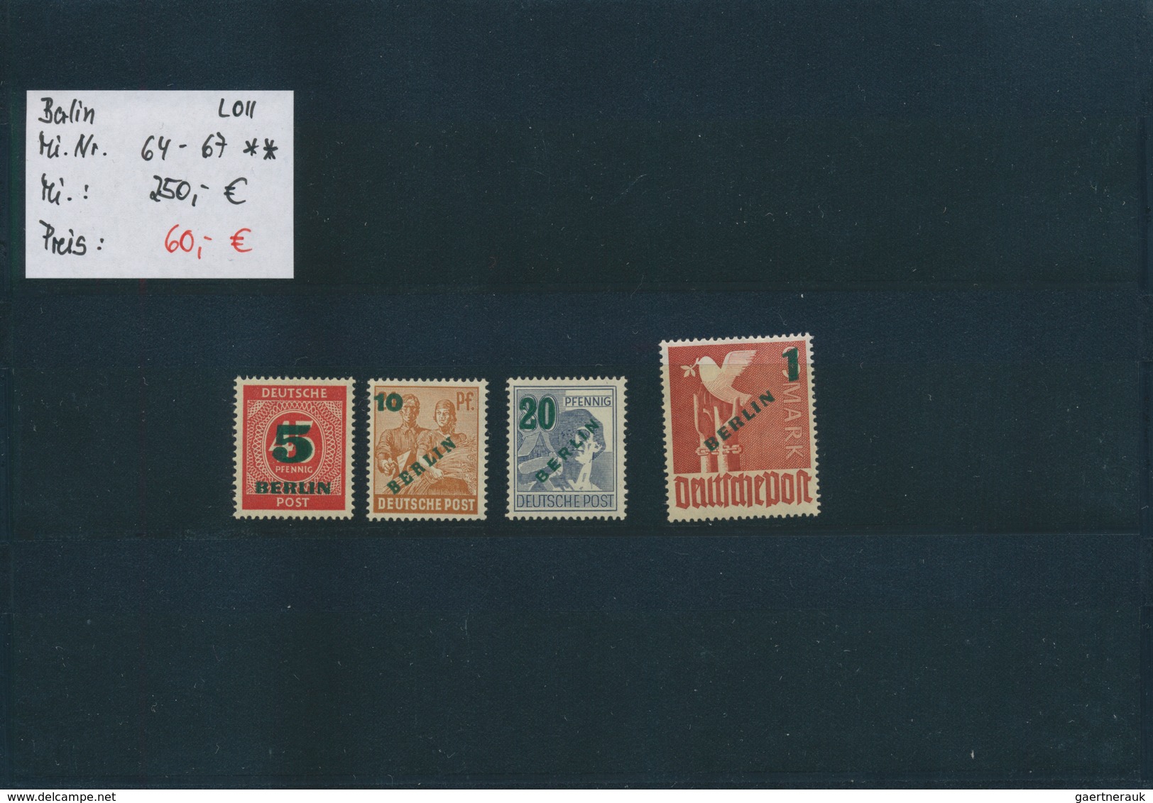 32484 Berlin: 1948/1950, Partie von besseren Ausgaben auf Steckkarten, dabei MiNr. 1/20 (2), 35/41, 42/60