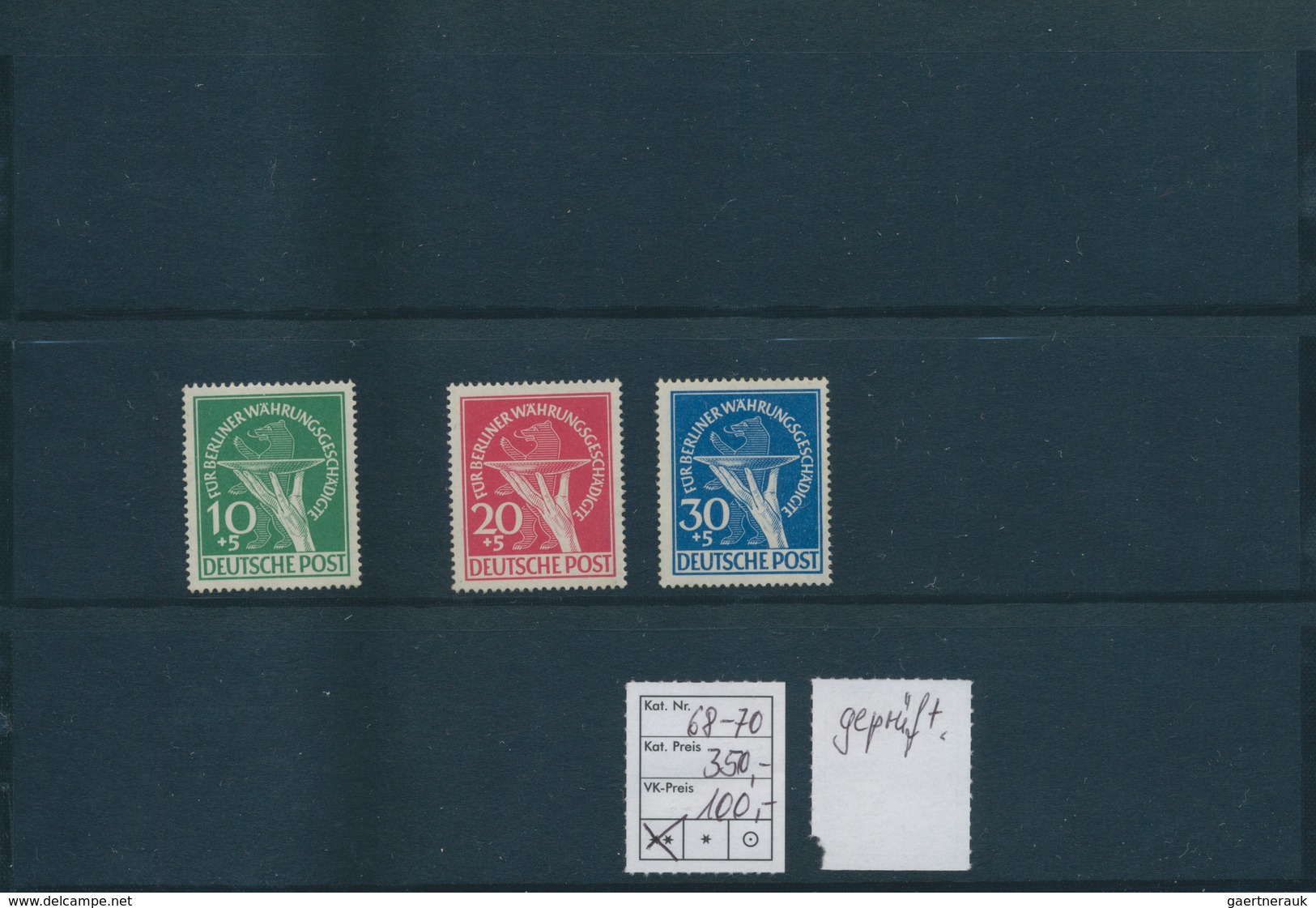 32484 Berlin: 1948/1950, Partie von besseren Ausgaben auf Steckkarten, dabei MiNr. 1/20 (2), 35/41, 42/60
