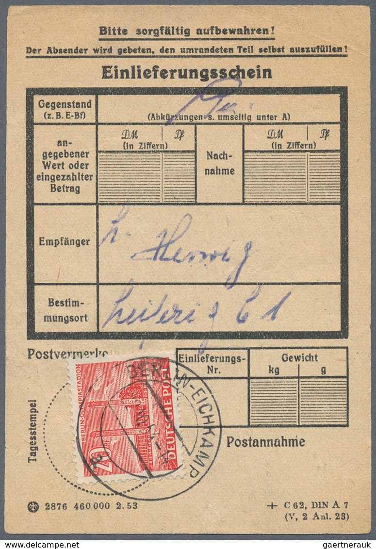 32485 Berlin: 1948/70 (ca.), Posten Von Ca. 38 Aussergewöhnlichen (meist Ehemalige Einzellos)-Belegen, Nah - Autres & Non Classés