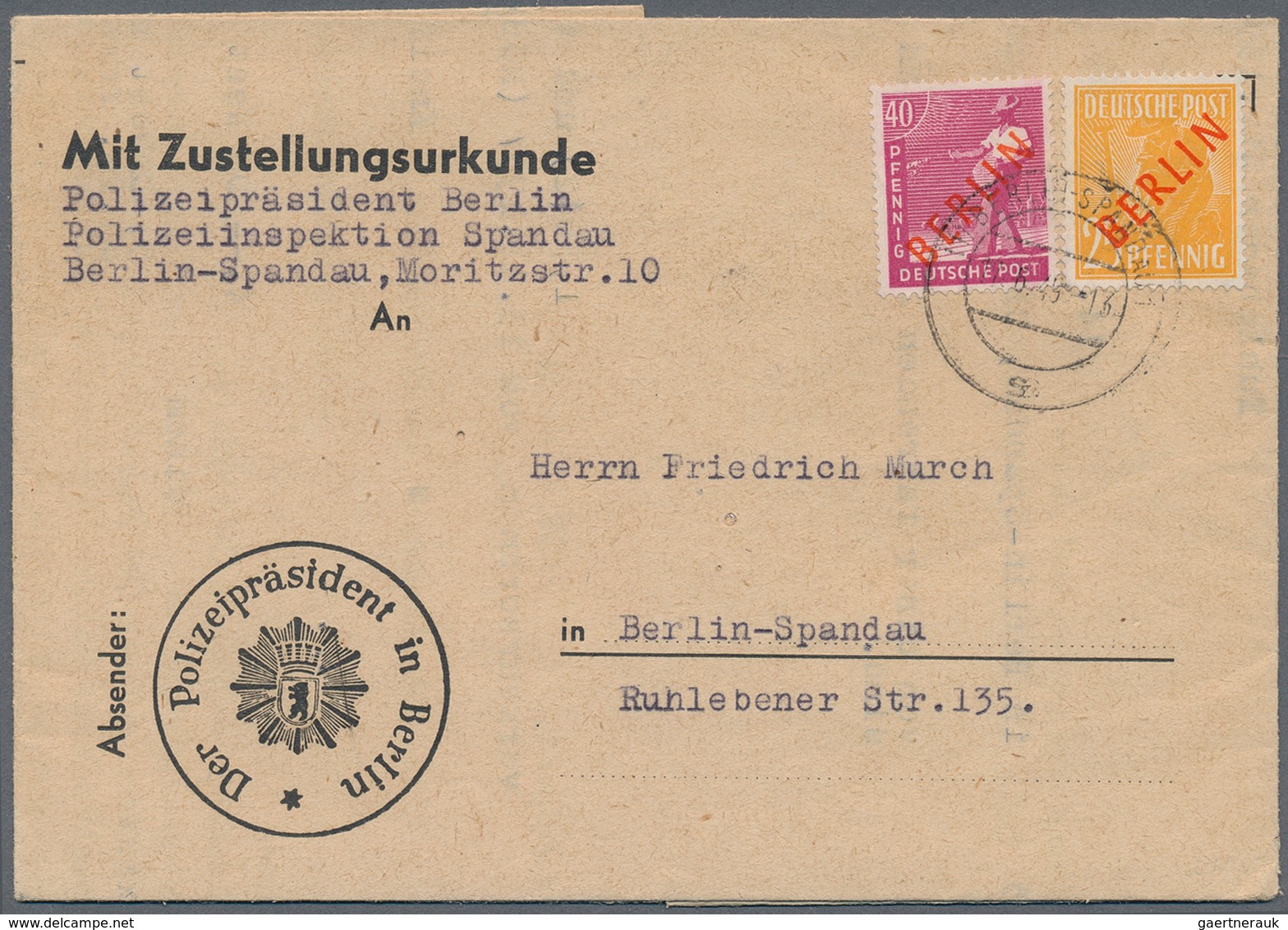 32485 Berlin: 1948/70 (ca.), Posten von ca. 38 aussergewöhnlichen (meist ehemalige Einzellos)-Belegen, nah