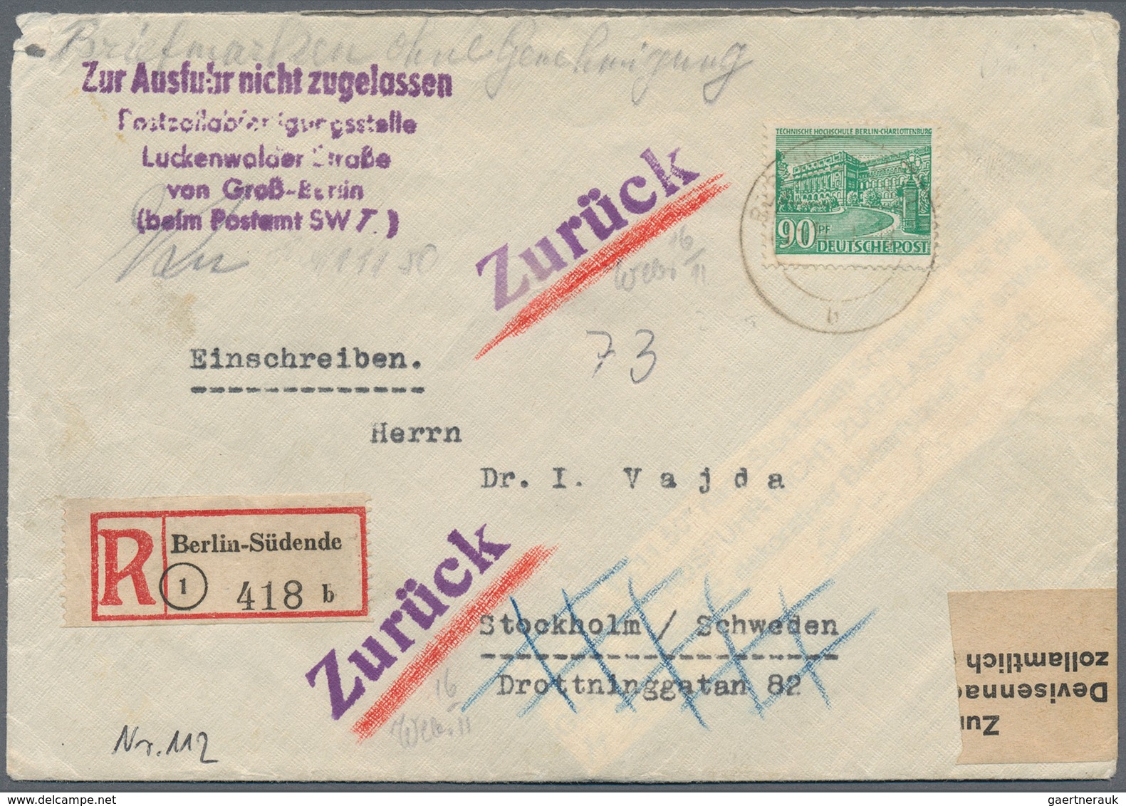 32485 Berlin: 1948/70 (ca.), Posten von ca. 38 aussergewöhnlichen (meist ehemalige Einzellos)-Belegen, nah