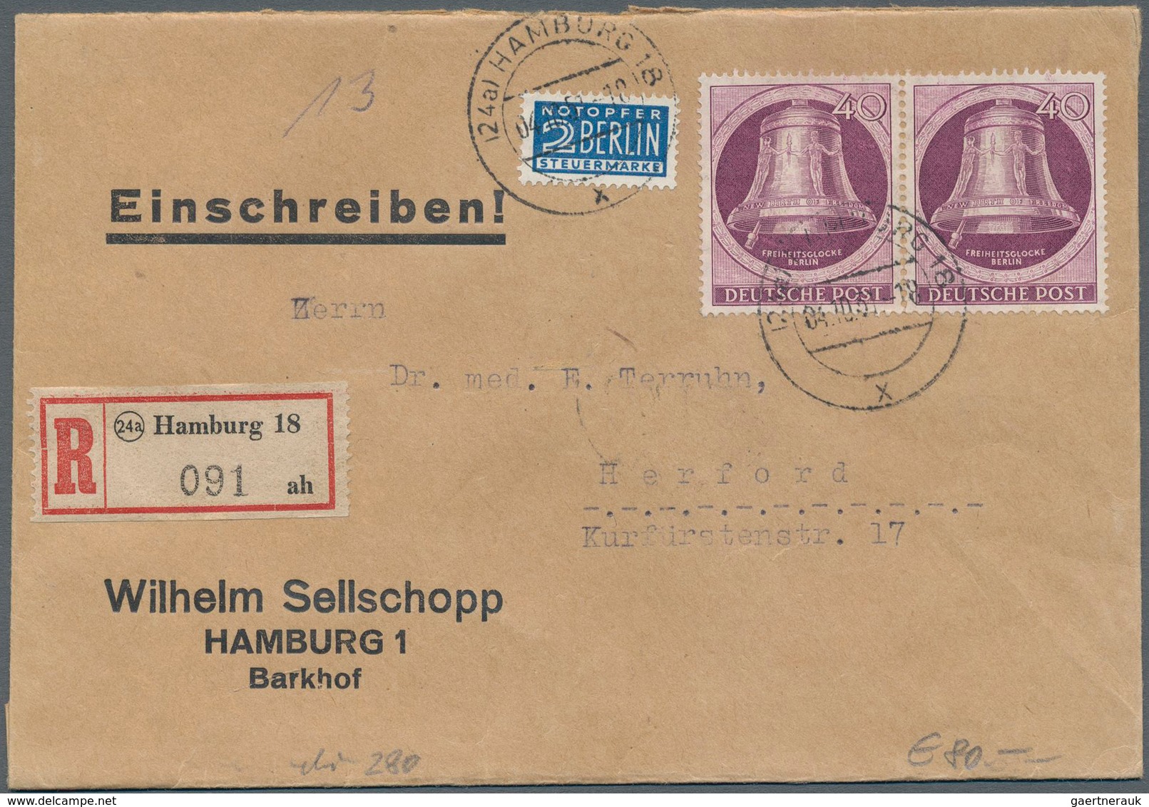 32486 Berlin: 1948 (ca.), Nette Briefpartie, Dabei Gute Belege Der Anfangsjahre, U. A. 1-5 Mark Schwarzauf - Sonstige & Ohne Zuordnung