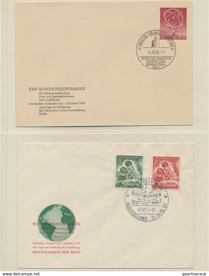 32499 Berlin: 1949/56, FDC-Sammlung Im Lindner-Album, Dabei Berühmte Männer Komplett, Dabei Auch 1,-DM Kur - Autres & Non Classés