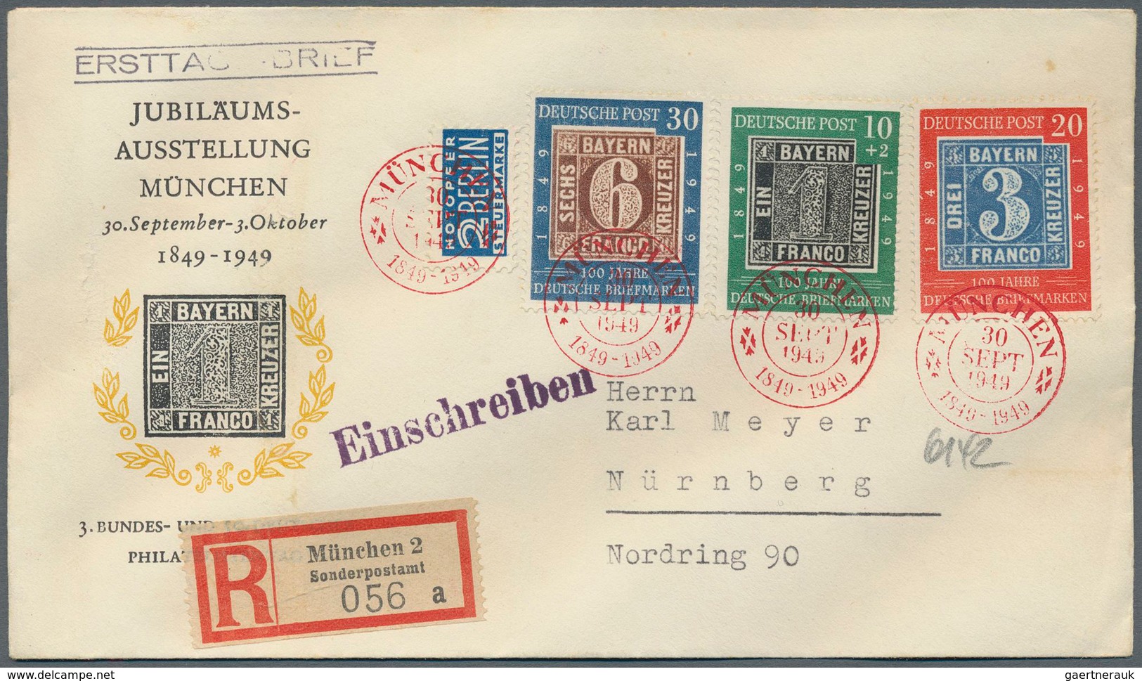 32500 Berlin: 1949/56, nette Partie von 8 Belegen, teils FDC, darunter 113-15 FDC, 123/125/132 FDC, 116 FD