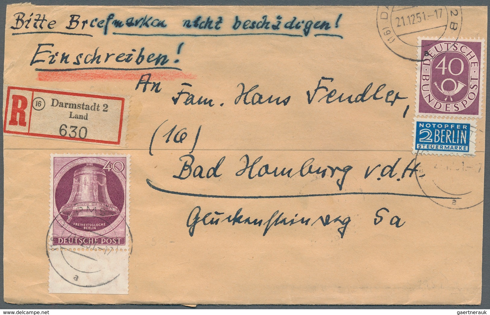 32504 Berlin: 1950/1956, Partie Von Ca. 65 Briefen Und Karten, Dabei ERP, Glocken, Reklame-Zusammendrucke - Andere & Zonder Classificatie