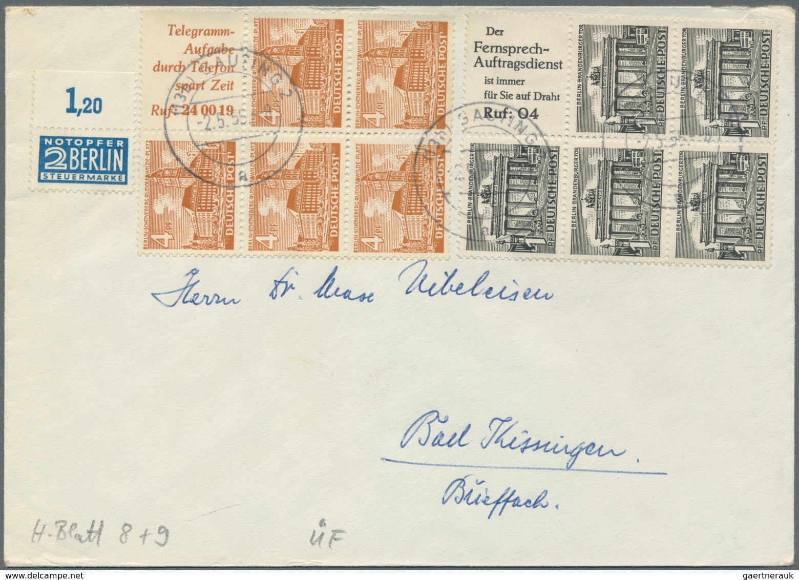 32538 Berlin - Zusammendrucke: 1949/55, Album Mit 49 Belegen Mit Zusammendrucken Bauten. Dekorative Belege - Zusammendrucke