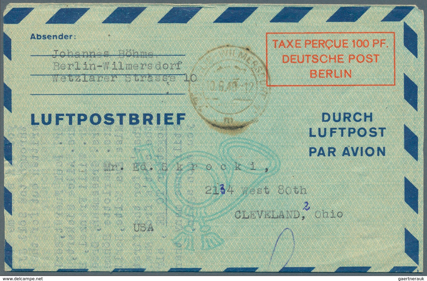 32545 Berlin - Ganzsachen: 1948/1959. Sammlung Von 33 Postkarten Und Luftpostfaltbriefen, Gebraucht Oder U - Sonstige & Ohne Zuordnung