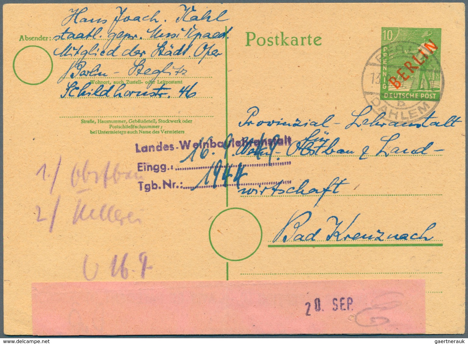 32546 Berlin - Ganzsachen: 1948/1956. Sammlung von 33 Postkarten und LP-Faltbriefen. Überwiegend ungebrauc