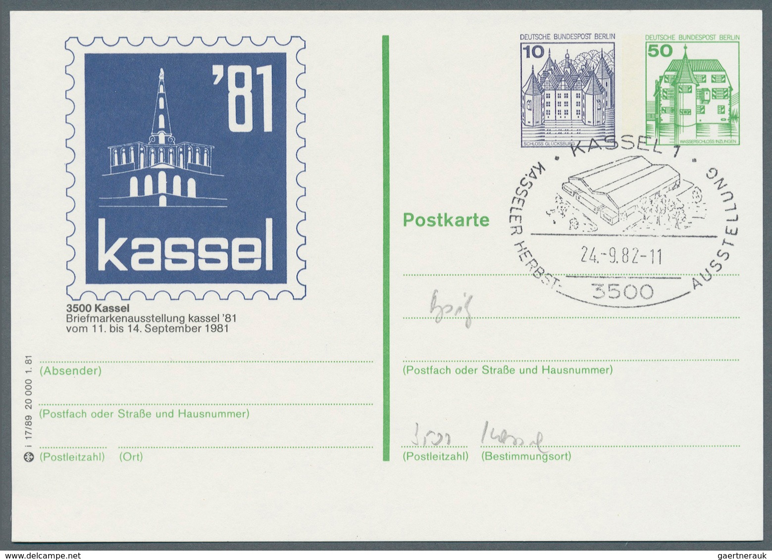 32553 Berlin - Ganzsachen: 1982, Amtliche Bildpostkarte Mit Seltenem Beidruck Eines 10 Pf-Wertstempels Auf - Andere & Zonder Classificatie