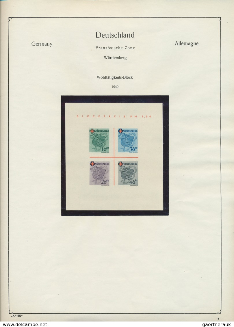 32562 Französische Zone: 1945/1949, in den Hauptnummern komplette Sammlung auf KA/BE-Vordruck, durchgehend