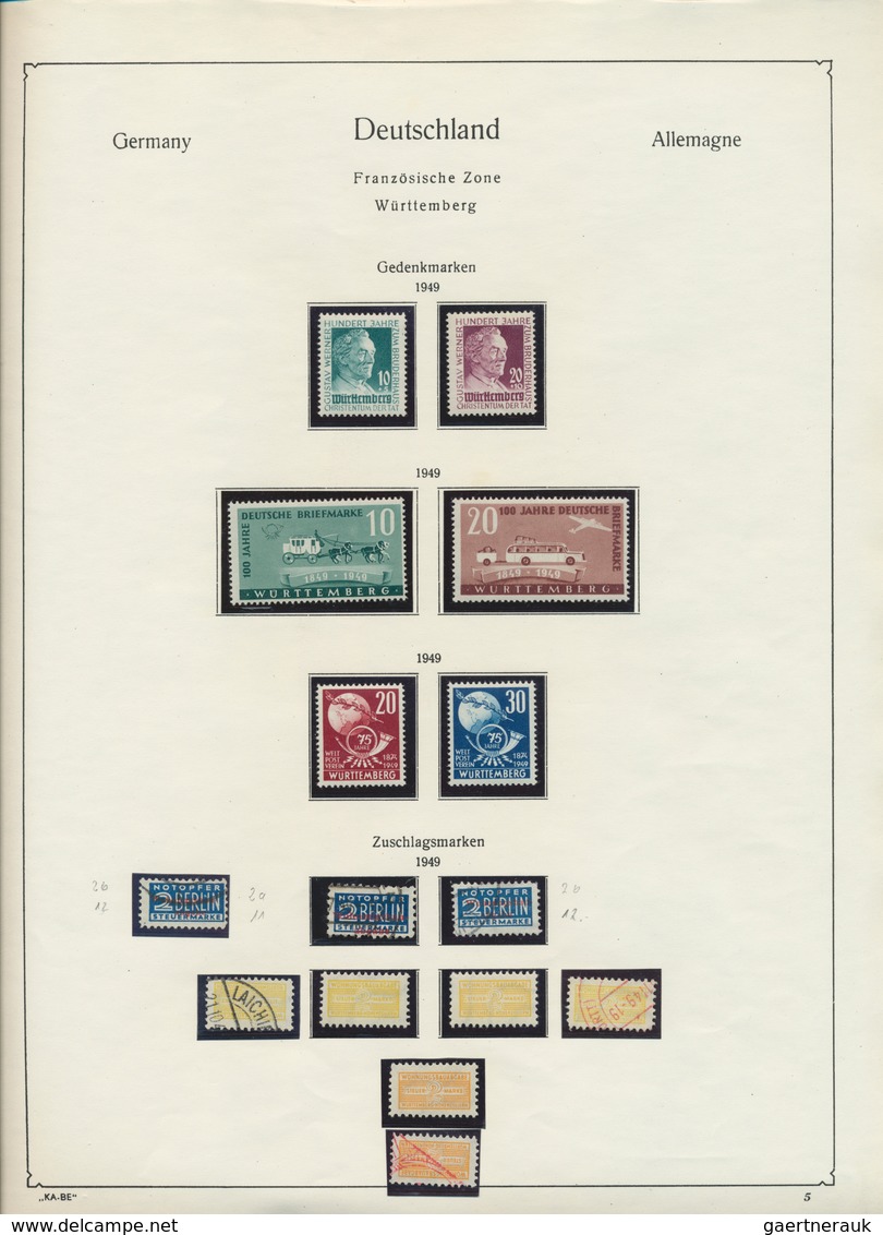 32562 Französische Zone: 1945/1949, in den Hauptnummern komplette Sammlung auf KA/BE-Vordruck, durchgehend