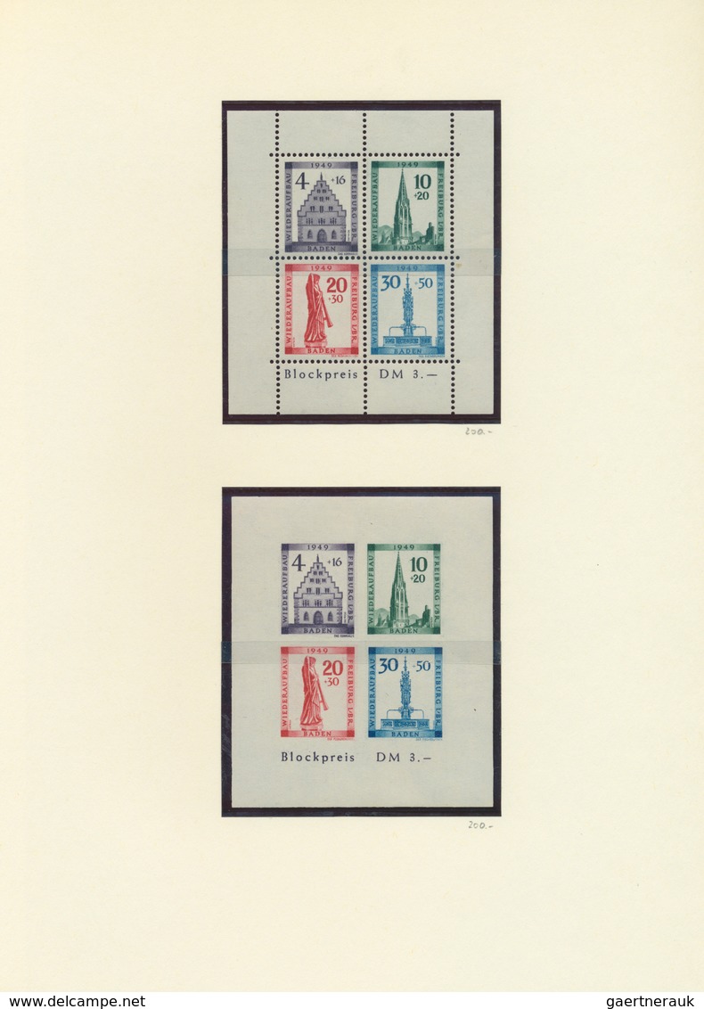 32564 Französische Zone: 1945/1949, Postfrisch/ungebrauchte Spezial-Sammlungspartie Auf Blanko-Blättern, M - Andere & Zonder Classificatie