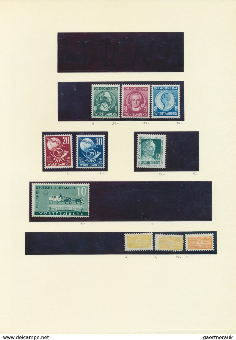 32564 Französische Zone: 1945/1949, Postfrisch/ungebrauchte Spezial-Sammlungspartie Auf Blanko-Blättern, M - Other & Unclassified