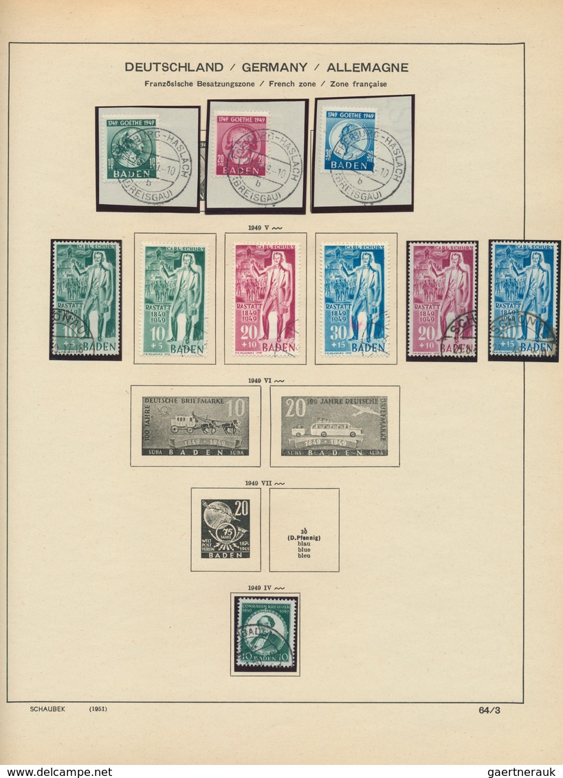 32567 Französische Zone: 1945/1949, Sauber Gestempelte Sammlung Auf Altem Schaubek-Vordruck Ab Allg. Ausga - Andere & Zonder Classificatie