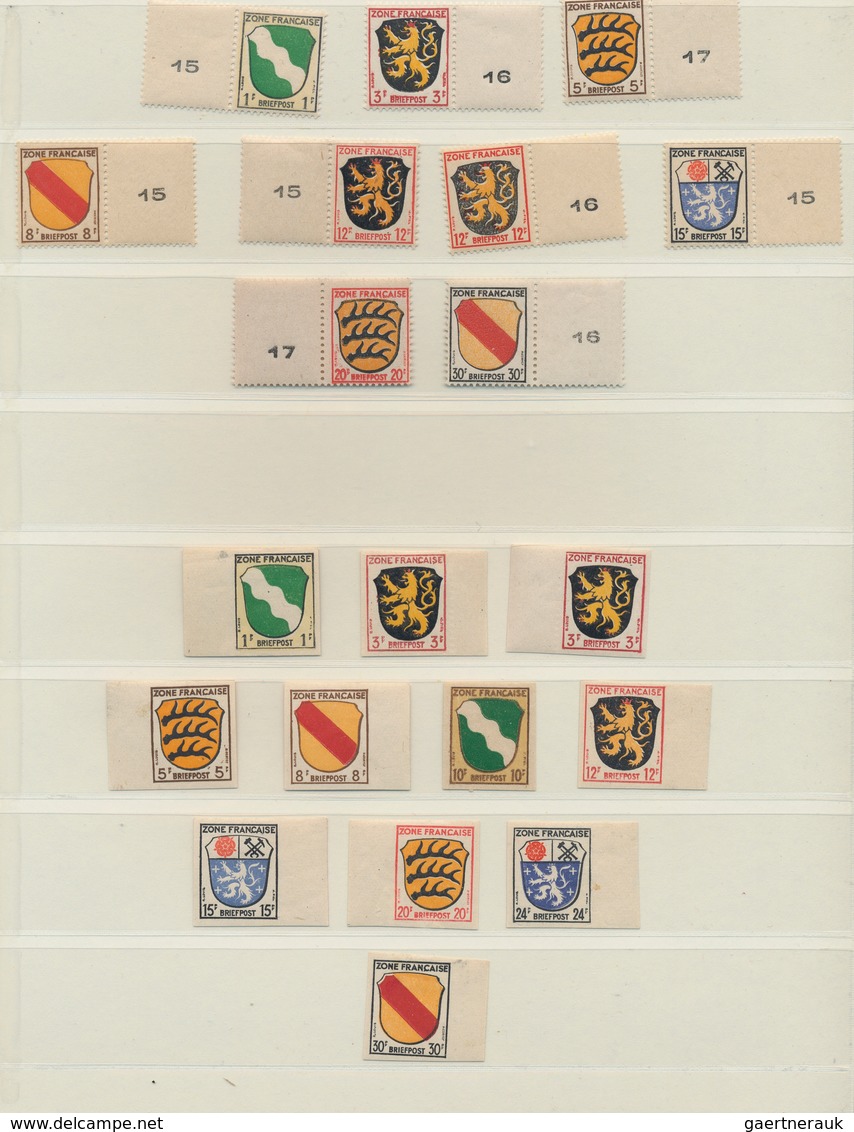 32572 Französische Zone: 1945/49, komplette Sammlung aller 3 Gebiete postfrisch (mit Konstanz II) bzw. tlw