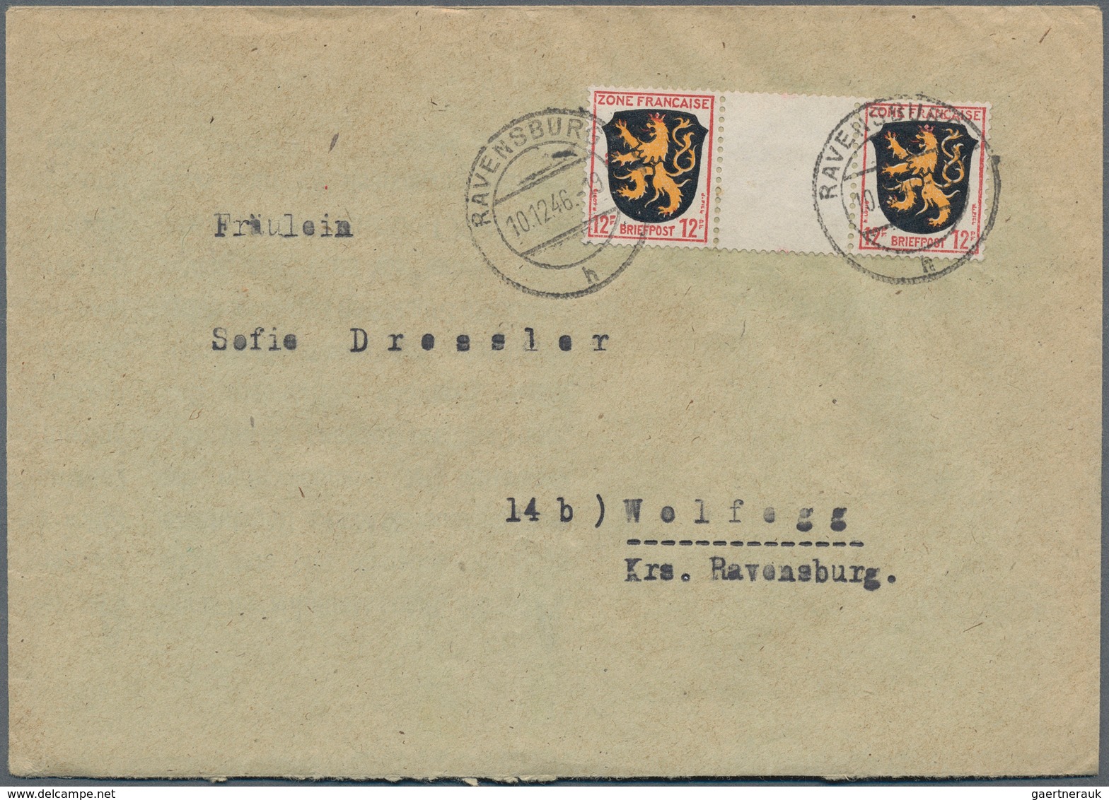 32576 Französische Zone: 1946/1949, vielseitige Partie von ca. 150 Briefen und Karten, meist gelaufene Pos