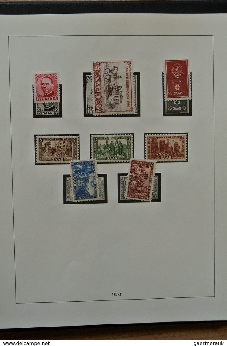 32589 Saarland und OPD Saarbrücken: 1945-1959. Very well filled, MNH, mint hinged and used collection Saar