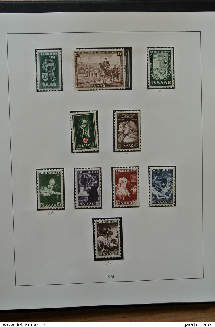 32589 Saarland und OPD Saarbrücken: 1945-1959. Very well filled, MNH, mint hinged and used collection Saar