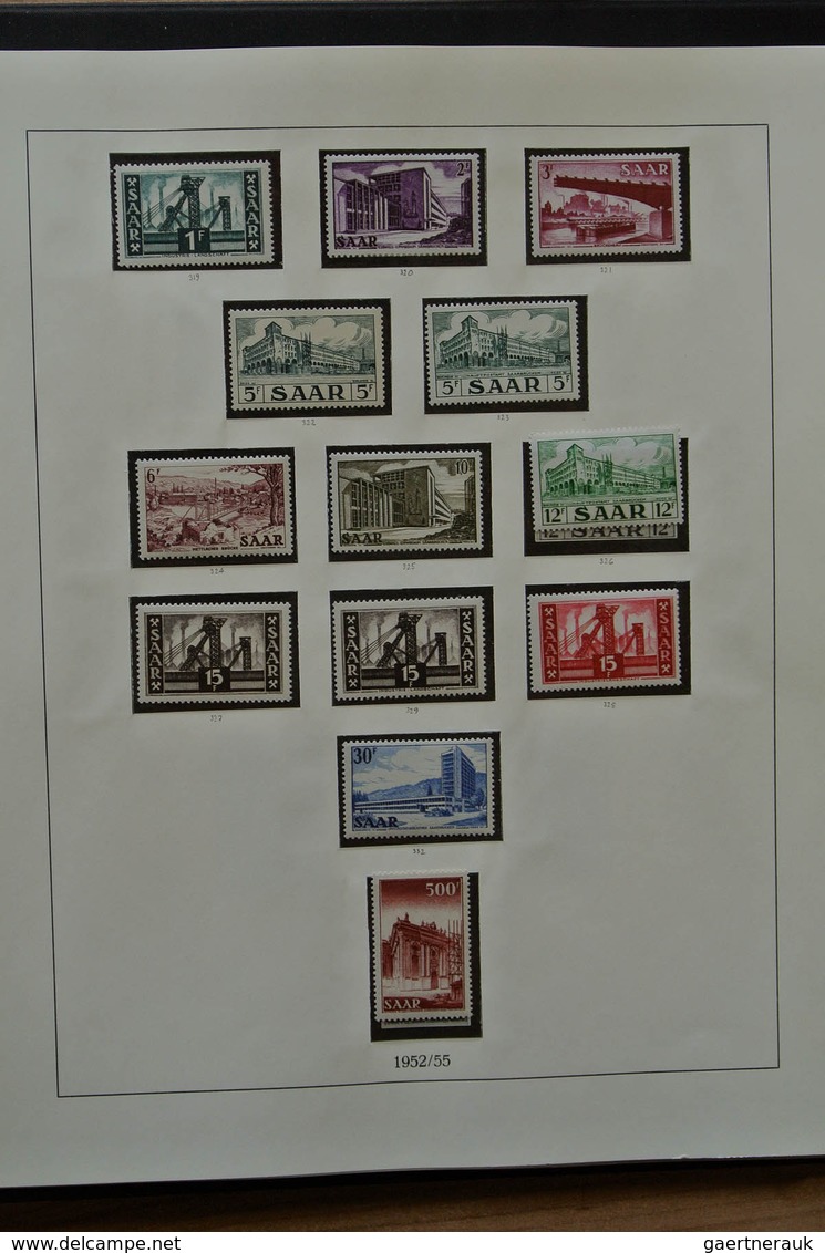 32589 Saarland und OPD Saarbrücken: 1945-1959. Very well filled, MNH, mint hinged and used collection Saar