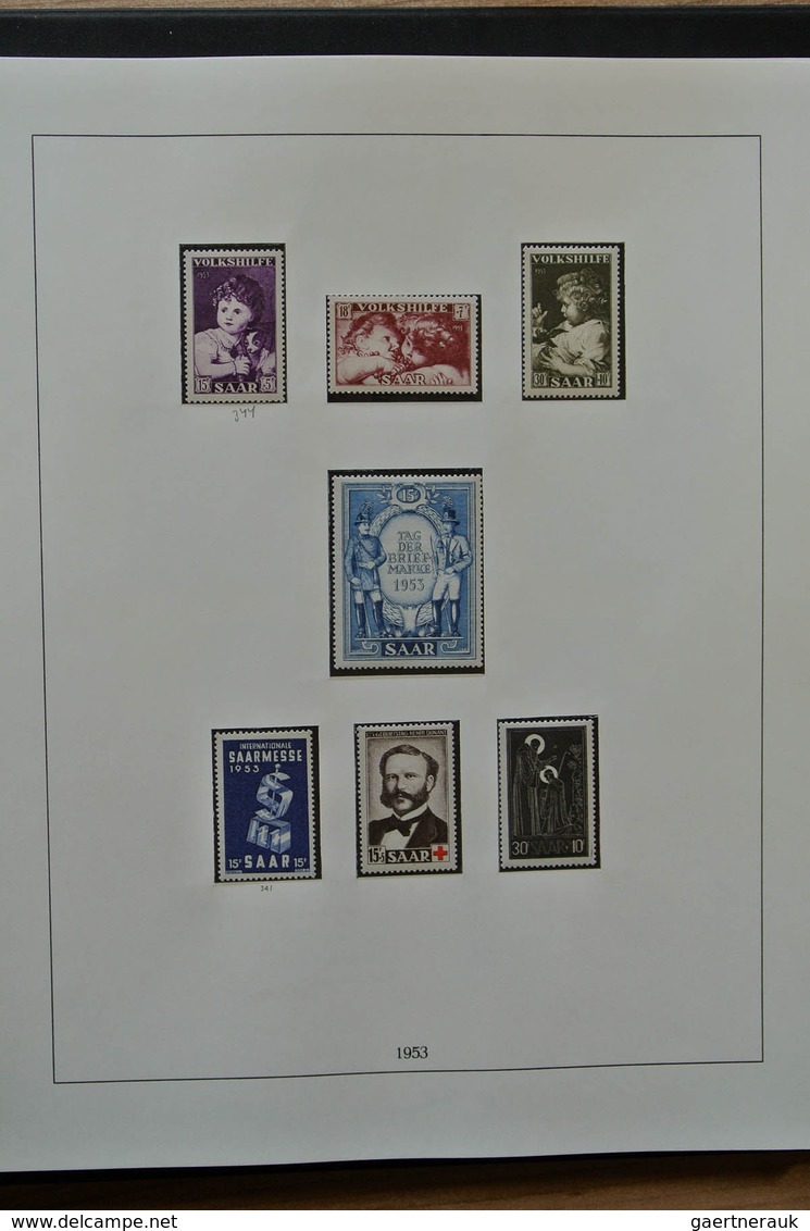 32589 Saarland und OPD Saarbrücken: 1945-1959. Very well filled, MNH, mint hinged and used collection Saar