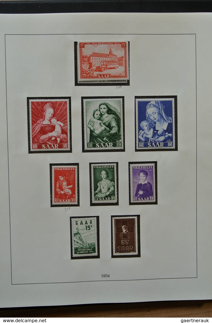 32589 Saarland und OPD Saarbrücken: 1945-1959. Very well filled, MNH, mint hinged and used collection Saar